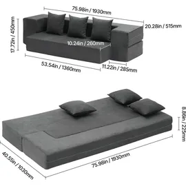 Vevor Schlafcouch 3-Sitzer Hellgrau