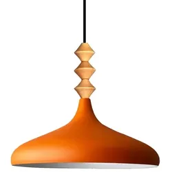 Bamyum Champion Holz Metall E27 Moderne Orange Pendellampe