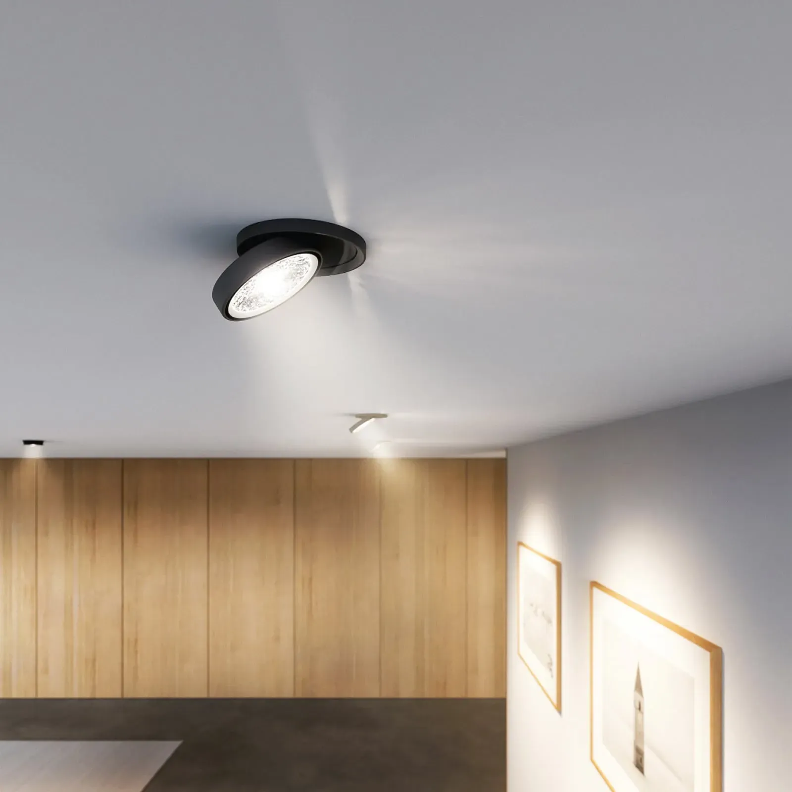 Spotlight Sigor, Nivo, dimmbar, Schwarz, für Wohnzimmer, Aluminium, Modern