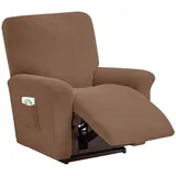 LIFEDX Sesselbezug Relaxsessel Stretchhusse für Relaxsessel 4-Teilig,Stretch Sesselschoner Relaxsessel mit Taschen,Elastisch Recliner Sesselbezug für Fernsehsessel Liege Sessel-Coffee||1 Seater