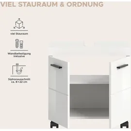 WELLTIME Waschbeckenunterschrank WELLTIME "AVON, Breite 60 cm, 2 Türen, 1 Einlegboden, 2 Fächer", weiß, weiß hochglanz, B:60cm H:58cm T:30cm, FSC-zertifizierter Holzwerkstoff, Schränke, Waschbeckenunterschrank, Badmöbel, Badschrank, Unterschrank, Waschtisch,