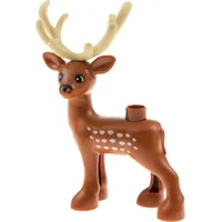 1x Lego Duplo Tier Reh Hirsch dunkel orange Geweih beige 10837 18597c02pb01