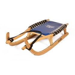 German Luge Rodel GL128 cm Doppel Farbe natur, Gurtband, Rennstahl, blau beige 50 cm x 128 cm x 21 cm