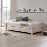 WOODLIVE DESIGN BY NATURE Massivholz Gästebett Stapelbett Twin in Kernbuche weiß (100 x 200 cm) inklusive 2X Lattenrost starr