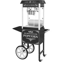 Royal Catering Popcornmaschine mit Wagen - 1600 W - 5 kg/h - Retro-Design - schwarz -