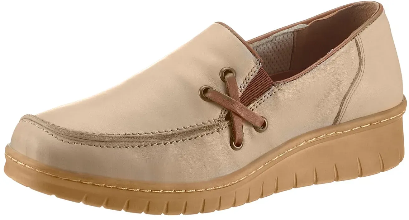 Slipper LORETTA, Damen, Gr. 42, beige, Leder, Schuhe Slipper