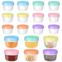 Megcdtr Kleine Gefrierdosen, 16 Stück Auslaufsichere Vorratsdosen, Kleine Gefrierdosen 80ml mit Deckel, Stapelbar Wiederverwendbar, Schraubverschluss Mini Dosen für Saucen, Gefrierbehälter für Snacks