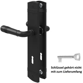 MS Beschläge Langschildgarnitur Mattschwarz Türbeschlag Türdrücker Buntbart