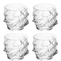 Intirilife Whiskey Kristallglas in 4x in Kristall Klar 'SCULPTURED' | Gr.: onesize