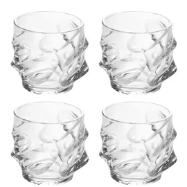 Intirilife Whiskey Kristallglas in 4x in Kristall Klar 'SCULPTURED' | Gr.: onesize