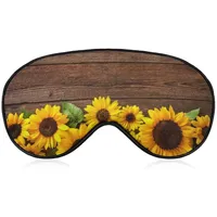 Lustige Schlafmaske für Damen und Herren, Sonnenblumen-Holz-Blumendruck, Retro-Stil, weiche Augenbinde, Augenmaske zum Schlafen, verstellbares elastisches Band, Verdunkelungs-Schlafabdeckung, Augens