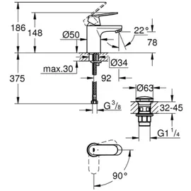 Grohe Eurosmart Cosmopolitan S-Size Einhandmischer chrom 23927000