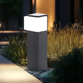 Nowa Außenleuchte Standlampe Außen Stehlampe anthrazit Wegeleuchte Aluminium Glas, 1x E27 Fassung, LxBxH 14x12x40 cm