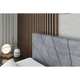 altdecor Boxspringbett mit H3 Matratze und Topper - 120 x 200 cm - MILTIO - Grau Samt - Polsterbett mit Bettkasten und Lattenrost, Bett mit Stauraum - Grau