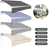 Izrielar Markise 350 x 300 cm Beschattung Terrasse & Balkon - Gelenkarmmarkise mit Kurbel & Halterung Sonnenschutz Balkonmarkise Gelenkmarkise Blau... - Blau/Weiß