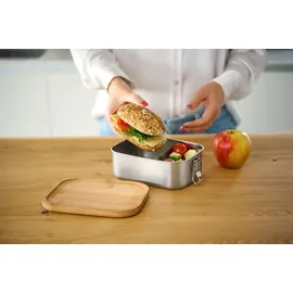 Zeller Present Lunchbox, Bambus, Edelstahl, (1-tlg), hochwertige Edelstahl Brotdose silberfarben