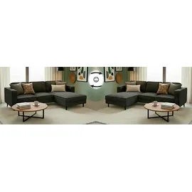 TRENDMANUFAKTUR Eckcouch Polyester 2-Sitzer Grau
