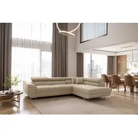 kaiser möbel Ecksofa FALIO L mit Schlaffunktion im modernen Stil für das Wohn- und Schlafzimmer Hellbeige Rechts - Beige