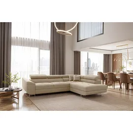 kaiser möbel Ecksofa FALIO L mit Schlaffunktion im modernen Stil für das Wohn- und Schlafzimmer Hellbeige Rechts - Beige