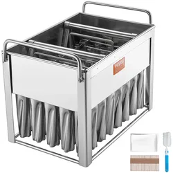 VEVOR Kommerzielle Formen für Eis am Stiel, 40 Stück Zylindrische Formen für Eis am Stiel, Formenhalter für Eismaschine aus Edelstahl mit 50 Eisstielen und Beuteln (Einzelformen-Set – 40 Stück)