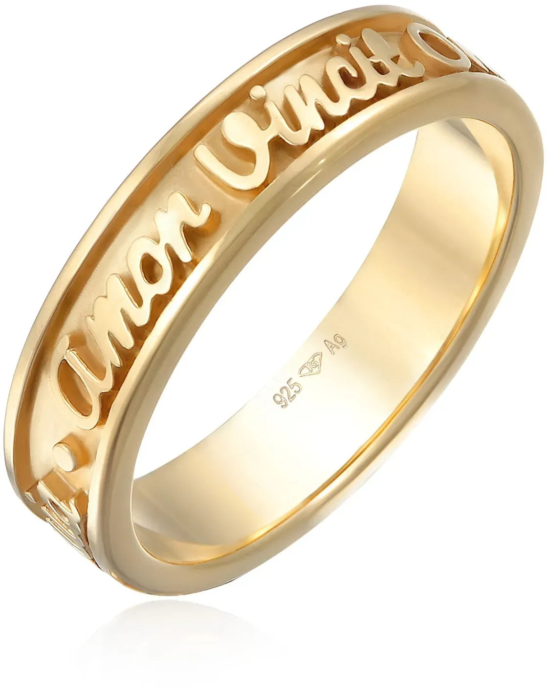 Elli Fingerring »Ring Bandring Worte Amor Vincit Omnia 925 Silber« Elli Gold 54