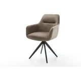 DELIFE Polsterstuhl Pejo-Flex, Kreuzgestell kantig Schwarz Mikrofaser Taupe Vintage Taschenfederkern grau