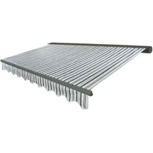 Mendler Elektrische Kassetten-Markise T122, Vollkassette Volant 4x3m Polyester Grau/Weiß, grau