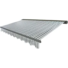 Mendler Elektrische Kassetten-Markise T122, Vollkassette Volant 4x3m Polyester Grau/Weiß, grau