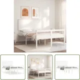 The Living Store Seniorenbett Mit Kopfteil 140x190 Cm Weiß Massivholz - Seniorenbett - Massivholzbette - Kiefernbett - Doppelbett - Weißes Bett