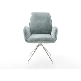 DeLife Drehstuhl Zoa-Flex Chenille Pastellblau Kreuzgestell konisch Edelstahl 180° drehbar Taschenfederkern,