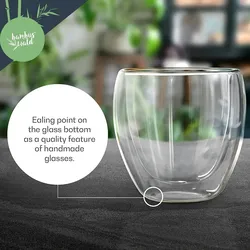 Bambuswald Kaffeeglas 100 ml Thermoglas handgemacht Borosilikatglas Klarglas