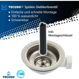 tecuro Siphon Siebkorbventil Ø 114 mm (3 1/2 Zoll) x Abgang seitlich 1 Zoll (Ø 25 mm)