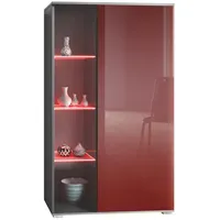 Vladon Vitrine, Bordeaux, 71.5x134x35 cm, Wohnzimmer, Wohnwände, Vitrinenschränke