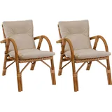 2er Set Korbsessel mediterran Rattan Korbstuhl mit Armlehnen Wintergarten Sessel