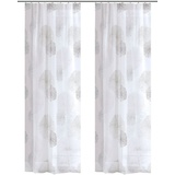 HOME WOHNIDEEN Vorhang RAWLINS, HOME WOHNIDEEN, Kräuselband (2 St), transparent, Voile, 2er Pack Zugbandschal RAWLINS bedruckt grau 140 cm x 145 cm