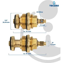 tecuro Universal Ventil Oberteil 3/4 Zoll