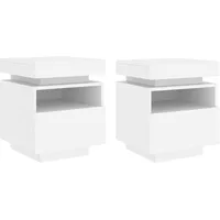 VidaXL Nachttische mit LED-Leuchten 2 Stk. Weiß 40x39x48,5 cm
