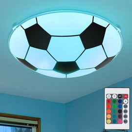 GLOBO Kinder Decken Lampe DIMMBAR Fußball Glas Leuchte FERNBEDIENUNG im Set inkl. RGB LED Leuchtmittel