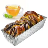 Kadax Backform, Kastenform aus Blech, Königskuchenform mit Antihaftschicht, Brotbackform, Kuchenform, Backform, eckige Brotform (30,5 x 12 cm, Silber)