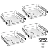 JNGLGO 4x Teleskopschublade Küchenschublade für 50 cm Schrank Küchenschrank Korbauszug Vollauszug 20kg Belastbar Schrankauszug