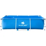 Hanjet Rahmenpool Steel Frame Pool PE Schwimmbecken Aufstellpool Gartenpool Sommer Swimingpool Stahlrahmenpool Planschbecken für Außenbereich Hinterhof, eckig, Blau (260x170x65cm)