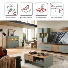 Innostyle Highboard INA 125 x 125 x 45 cm Schilfgrün/Eiche
