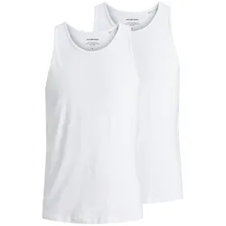 JACK&JONES Herren Tanktop, 2er Pack - JACBASIC TANKTOP, einfarbig, Baumwolle Weiß S