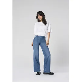 Only High-waist-Jeans "ONLMADISON HW BUTTON WIDE DNM GEN769NOOS", Damen, Gr. 27, Länge 30, blau (medium blau denim), Denim/Jeans, Obermaterial: 90% Baumwolle, 8% Polyester, 2% Elasthan, unifarben, relaxed fit knöchellang, Jeans High-Waist-Jeans