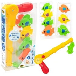 Idena Badespielzeug Angelset magnetisch 8-teilig, Badespielzeug-Set Wasserspielzeug mit bunten Gummifischen bunt