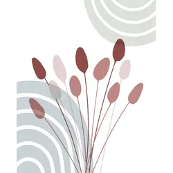 Bild KOMAR "Bohemian Cattail", rot (farbe bild(er): pastell), B:40cm H:50cm, Papier, Holz, Bilder, Wandbild zur Dekoration - ohne Rahmen
