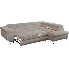 MKS Meble Eckcouch Cord 2-Sitzer Grau
