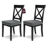 SCHEFFLER-Home Stretch Stuhlbezug Luna Anthrazit/Stuhlhussen 2er Set elastische Flanell Stuhlbezüge/Elegante Sitzbezüge für Stühle/Stuhlhussen Grau aus Samt mit Gummiband