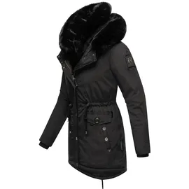 Navahoo Damen, Warmer Winterparka mit doppelter Kunstpelz-Kapuze Sweety Deluxe Black Gr. L - L