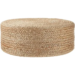 Tectake Handgefertigter Beige, rund, 58x22x58 cm, Wohnzimmer, Hocker, Poufs